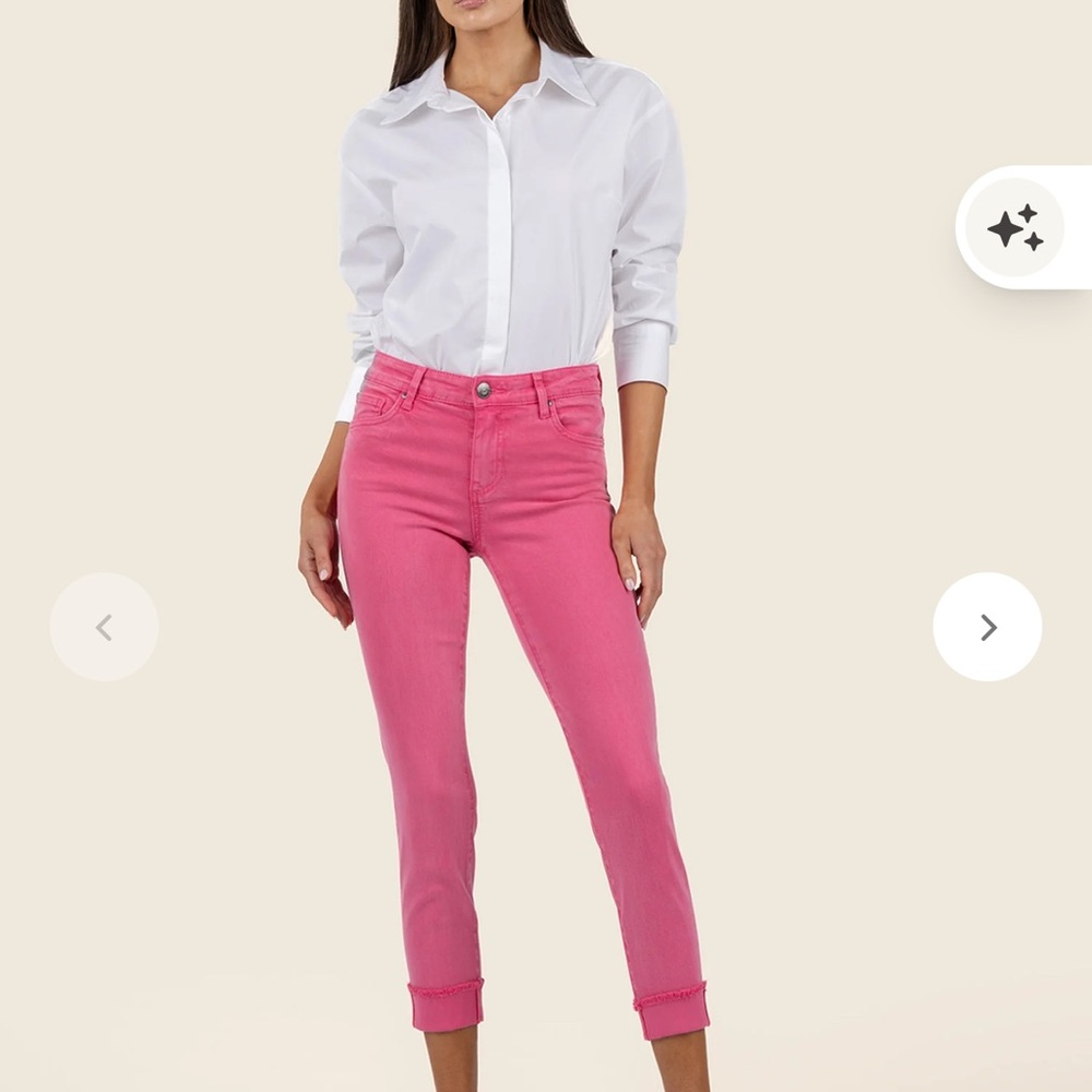 Kut from the Kloth Crop Skinny Pink Ankle Jeans